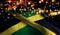 Jamaica National Flag Light Night Bokeh Abstract Background