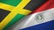 Jamaica and Paraguay two flags textile cloth, fabric texture