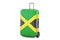 Jamaica travel concept, suitcase with flag. 3D rendering