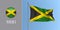 Jamaica waving flag on flagpole and round icon vector illustration