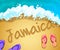 Jamaican island beach shore representing tourism and vacations in Jamaica - 3d illustration