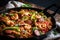 Jambalaya in a Colorful Cast Iron Skillet with Andouille Sausage, Shrimp, and Okra
