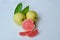 jambu merah or Psidium guajava or Pink guava isolated on white background.