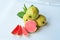 jambu merah or Psidium guajava or Pink guava isolated on white background.