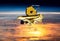 James Webb telescope on low-orbit with sun light. JWST launch art. Elements of this image furnished by NASA