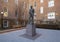 James William Fulbright statue in the courtyard of the Main on the University of Arkansas campus in Fayetteville.