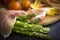 Jamon sandwich, asparagus  continental  old background spanish