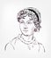 Jane Austen vector sketch illustration isolated