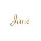 Jane  - Female name . Gold 3D icon on white background. Decorative font. Template, signature logo.