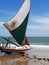 Jangada small sailboat on the beach, Brazil