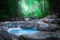 Jangle landscape with Erawan waterfall in tropical forest. Kanchanaburi, Thailand