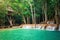 Jangle landscape with turquoise water of Kuang Si waterfall. Laos