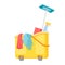 Janitor Cart with Mop, Sponge or Gloves with Detergent. Cleaning Service Equipment, Maid Tools for Washing, Housekeeping