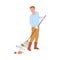 Janitor or volunteer cleaning the park a flat vector isolated illustration