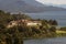 Januar 26, 2024. Panoramic view of the Llao Llao Hotel from the Circuito Chico viewpoint. View of Lake Perito Moreno.