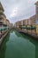 January 10 2020. Canal view in Venice-like Qanat Quartier of the Pearl precinct of Doha, Qatar, with multi-color