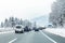 January 12th, 2019 - Salzburg, Austria: Winter highway with many different cars stucked in traffic jam due ti bad