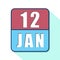january 12th. Day 12 of month,Simple calendar icon on white background. Planning. Time management. Set of calendar icons for web