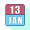 january 13th. Day 13 of month,Simple calendar icon on white background. Planning. Time management. Set of calendar icons for web