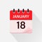 January 18, Calendar icon with shadow. Day, month. Flat vector illustration.