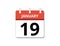 January, 19th calendar icon vector, concept of schedule, business and tasks