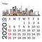 January 2020 Calendar Template with Tokyo City Skyline