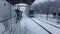 January 2023 Minsk Belarus. Tram stop in snowfall