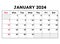 January 2024 calendar. Vector illustration. Monthly planning for your business