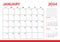 January 2024 Calendar. Week start on Sunday. Desk calendar 2024 design, simple and clean design, Wall calendar for print, digital