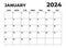 January 2024 Sunday Start Landscape Monthly Planner