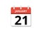 January, 21st calendar icon vector, concept of schedule, business and tasks