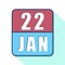 january 22nd. Day 22 of month,Simple calendar icon on white background. Planning. Time management. Set of calendar icons for web