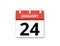 January, 24th calendar icon vector, concept of schedule, business and tasks