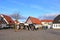 January 28 2023 - Wieck, Greifswald, Germany: the houses around the harbor of the lovely village in winter