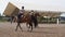 January 29, 2020 Portugal Vilamoura, preparing for the performance of riders on horseback. Riders warm up the horses