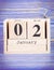 January 2nd. Date of 2 January on wooden cube calendar