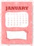 January calendar template. calendar page for January month. New year illustrated background