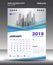 JANUARY- Desk Calendar 2019 Template, flyer design vector, Blue purple concept layout