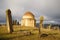 January gloomy day at an old Muslim cemetery. Eddie Gumbez mausoleum complex. Shamakhi, Azerbaijan