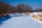 In january, icy river in the Canadian winter