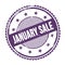 JANUARY SALE text written on purple indigo grungy round stamp