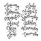 January to December month handwriting lettering vector illustration