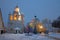 January twilight at the Transfiguration Monastery. Yaroslavl