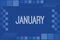 January typography on blue luxury frame background design