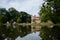 Januv hrad, South Moravia, Czech Republic, 04 July 2021: John`s Castle or Janohrad ancient artificial ruins above river,