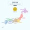 Japan Administrative Map Full Color High Detail Separated all Province