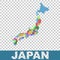 Japan administrative map. Vector flat