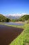 Japan Alps and terrace paddy field