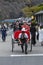 Japan, Arashiyama, 04/06/2017. Japanese couple in a wagon