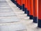 Japan Architecture details Kyoto temple red wooden columns peaceful pathway